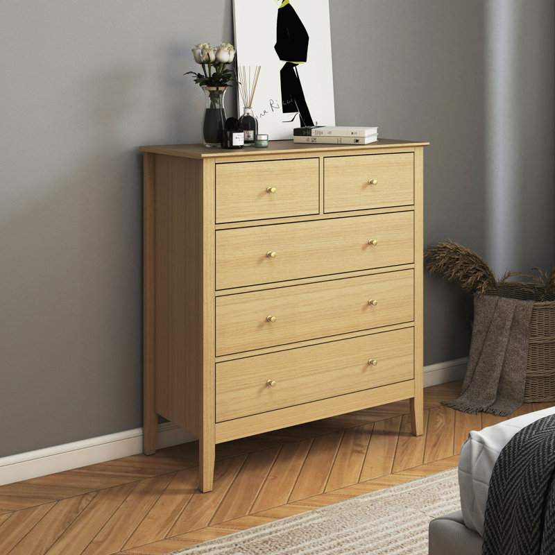 Henley 2 + 3 Chest of Drawers, Oak-Effect Finish, Metal Runners
