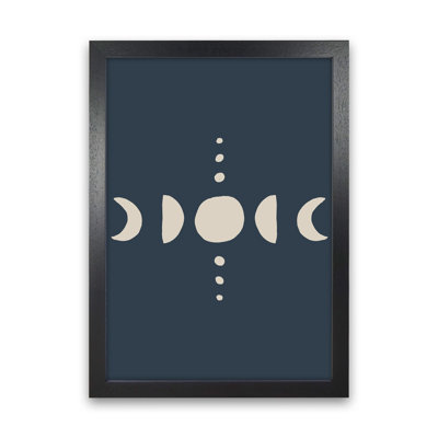 Moon Phases Beige Navy by Planeta444 - Print