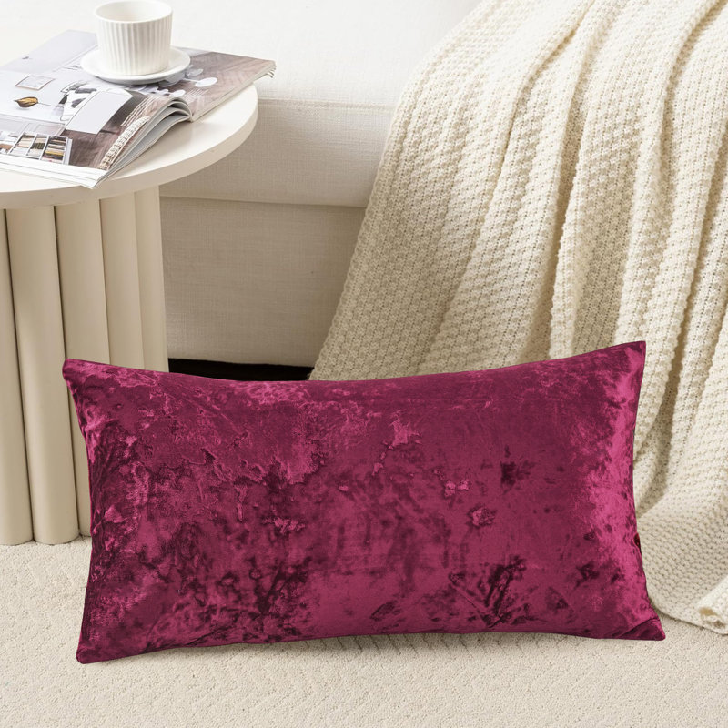 Housse de coussin lombaire en velours froissé, Grenat