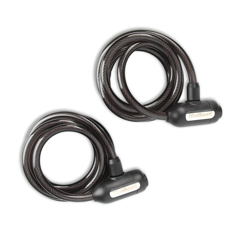 Câble antivol de vélo Kwikset de 1,5 m avec clé, diamètre 8 mm, ensemble de 2