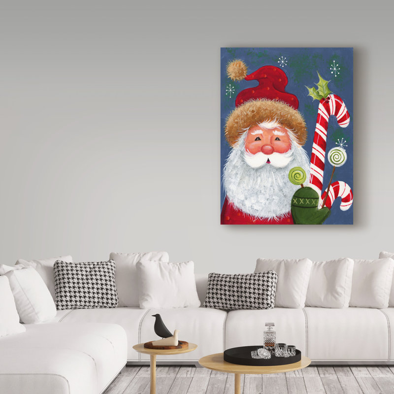 « père noël avec bonbon », art sur toile, H 19 po x l 14 po x P 2 po