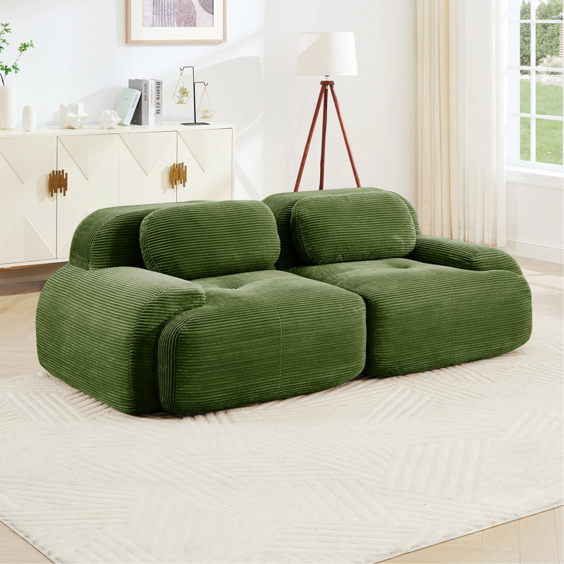 Canapé modulaire à 2 places antidérapant pour le salon, la chambre à coucher, Vert olive