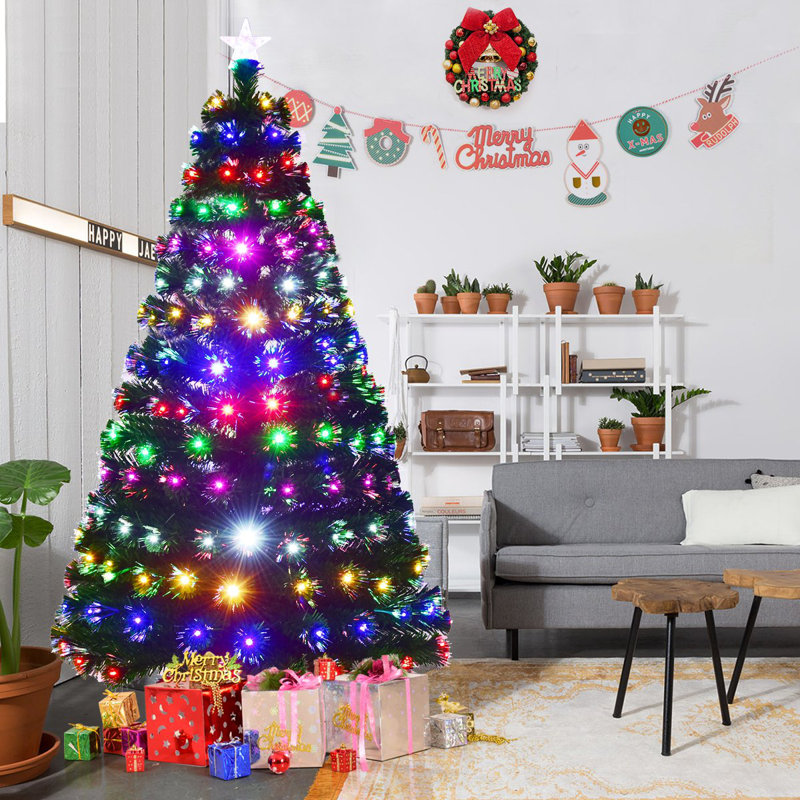Lighted Artificial Fir Christmas Tree, 210cm H x 108cm W x 108cm D