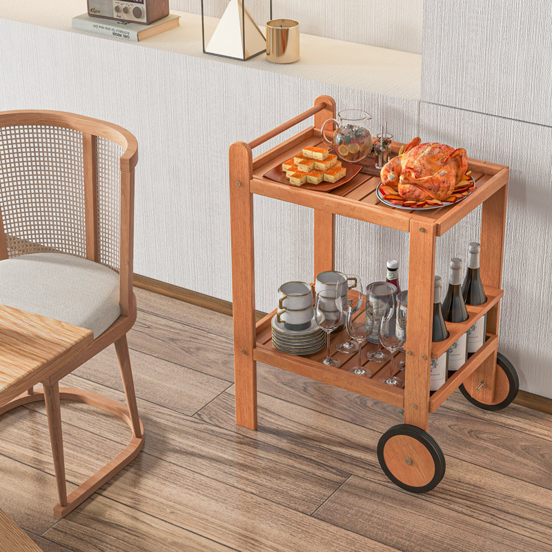Ameerat 19.5 " W Kitchen Cart with Acacia Solid Wood Top