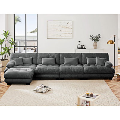 Modular Sectional Sofa Couch With Convertible Ottoman