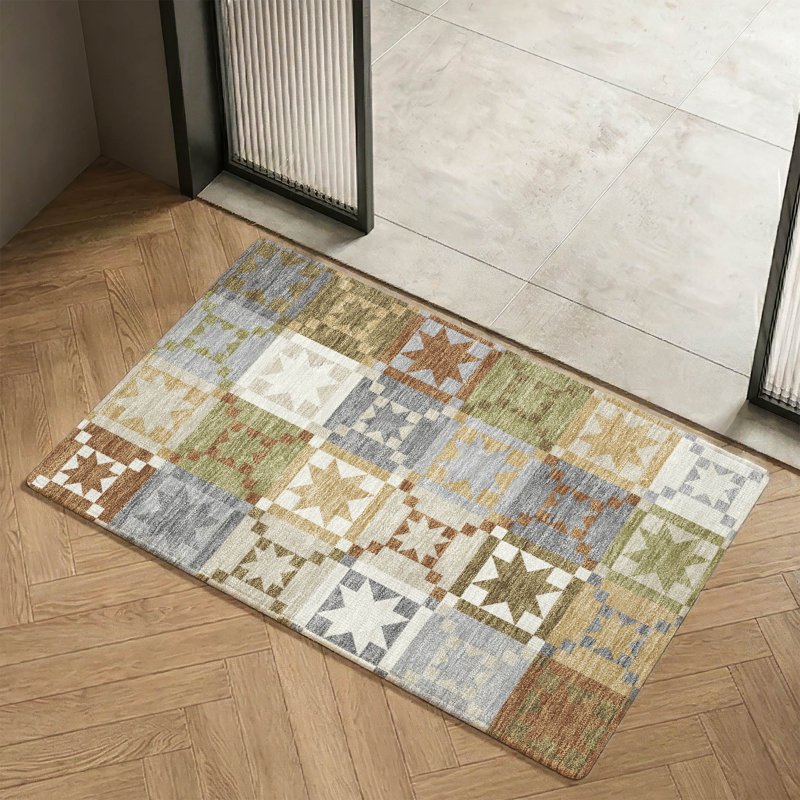Tapis de qualité supérieure lavable à la machine Villers, Gris, 1 pi 8 po x 2 pi 6 po