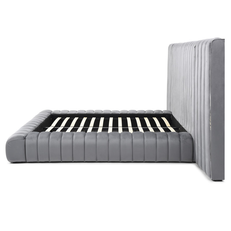 Lit plateforme tapissier Avalon, Grand, Gris