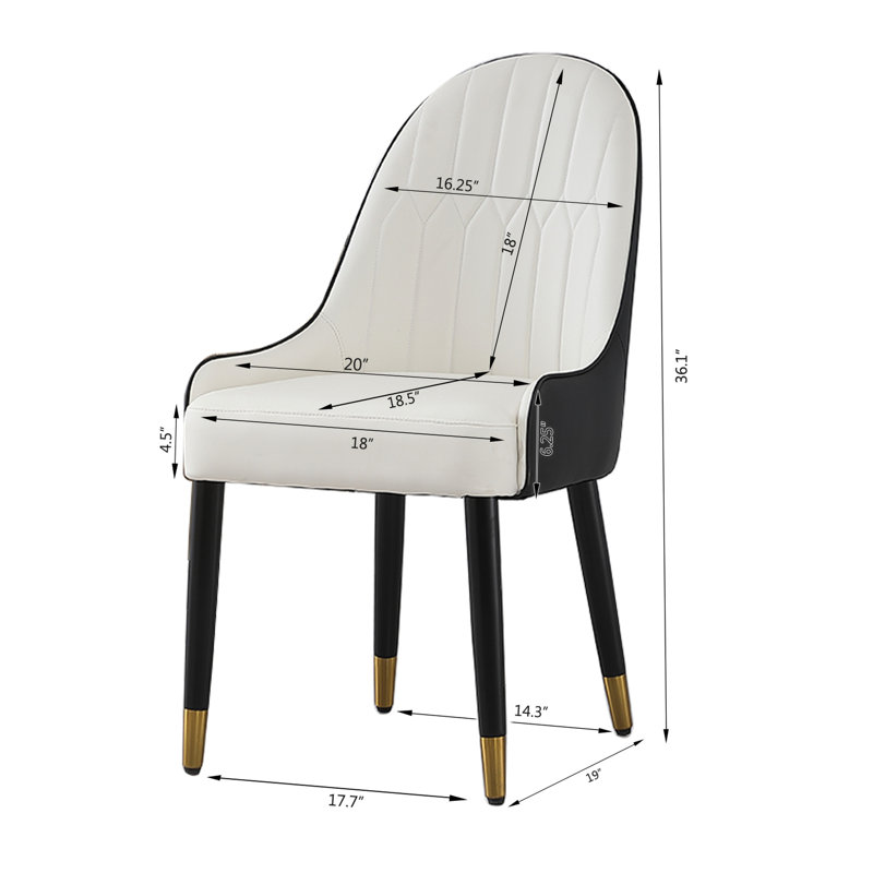 2 chaises en similicuir avec des pieds en métal, noir, de style moderne pour tous les espaces, 2