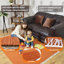 Tapis kilim en laine tissés à la main et à plat Alithea - 6 pi x 9 pi, de couleur orange foncé, motif uni uni, tapis faits à la main et à poils courts pour salon, chambre à coucher-24418953-126643371