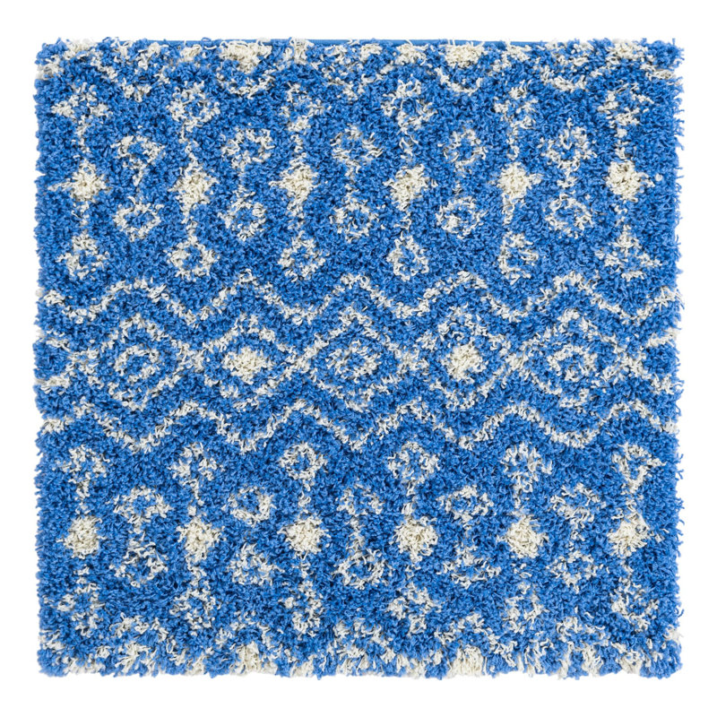 Griego Moroccan Trellis Shag Rug_Navy Blue, Square 3'3"