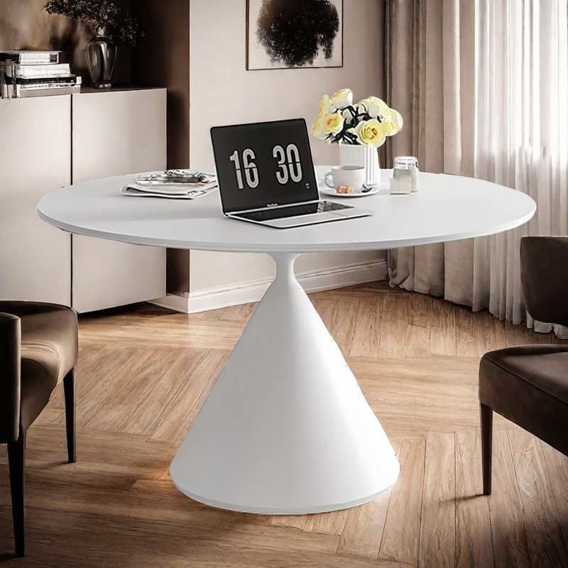 Table de salle à manger moderne en pierre frittée blanc crème, H 29,53 po x L 53,15 po x l 53,15 po