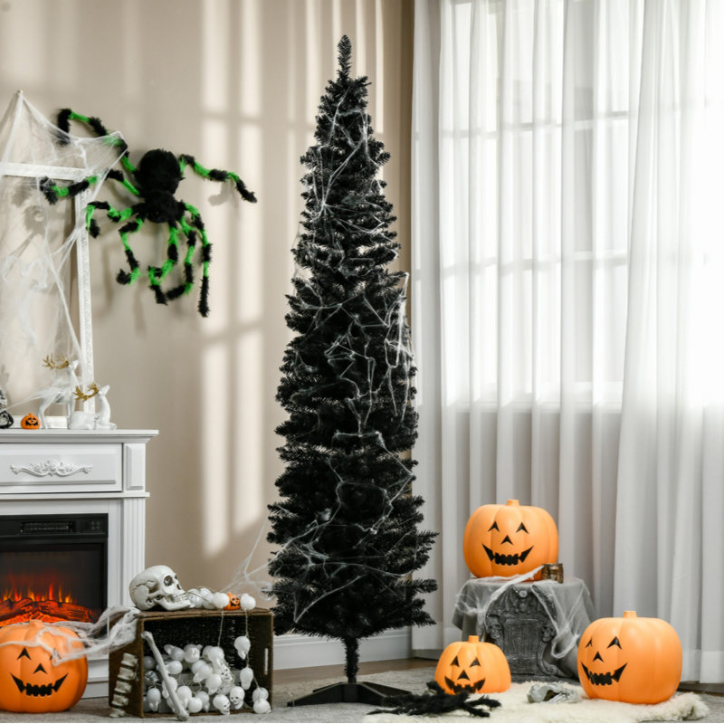 Arbre de Noël artificiel 8 pi avec 818 extrémités de branches réalistes et base en plastique, noir, 6.9'