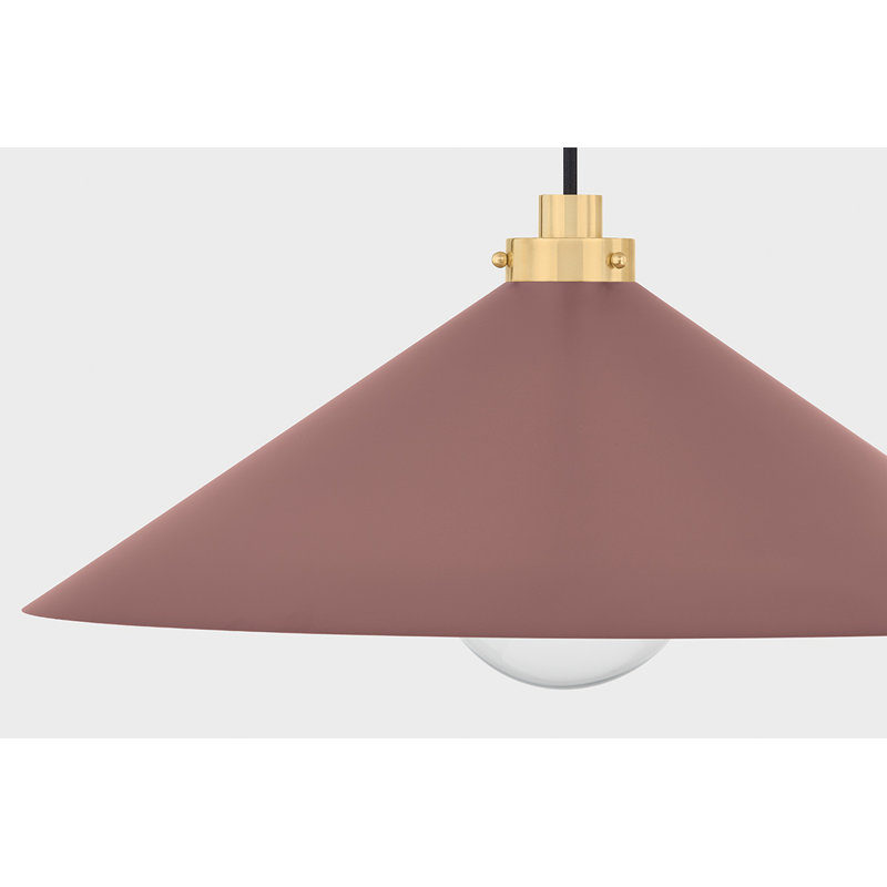 Clivedon Pendant in Aged Brass and Soft Studio Green by Mark D. Sikes, 25 W, 8.5" H x 20" W x 20" D, Soft Crimson
