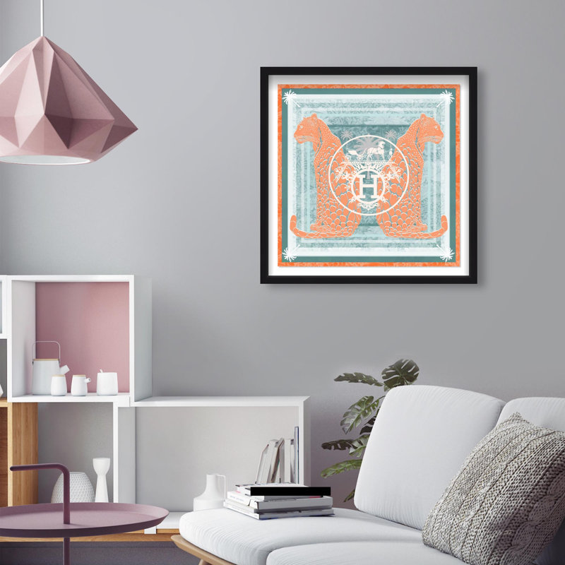 Casablanca to Paris Peach Print Glam Jungle by Oliver Gal, Black Frame, 12 x 12, 25.5"H x 25.5"W, Black Frame