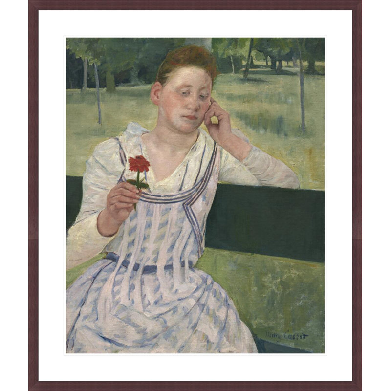 «Woman with a Red Zinnia» par Mary Cassatt, impression giclée sur cadre, H 39,28 po x l 33,5 po