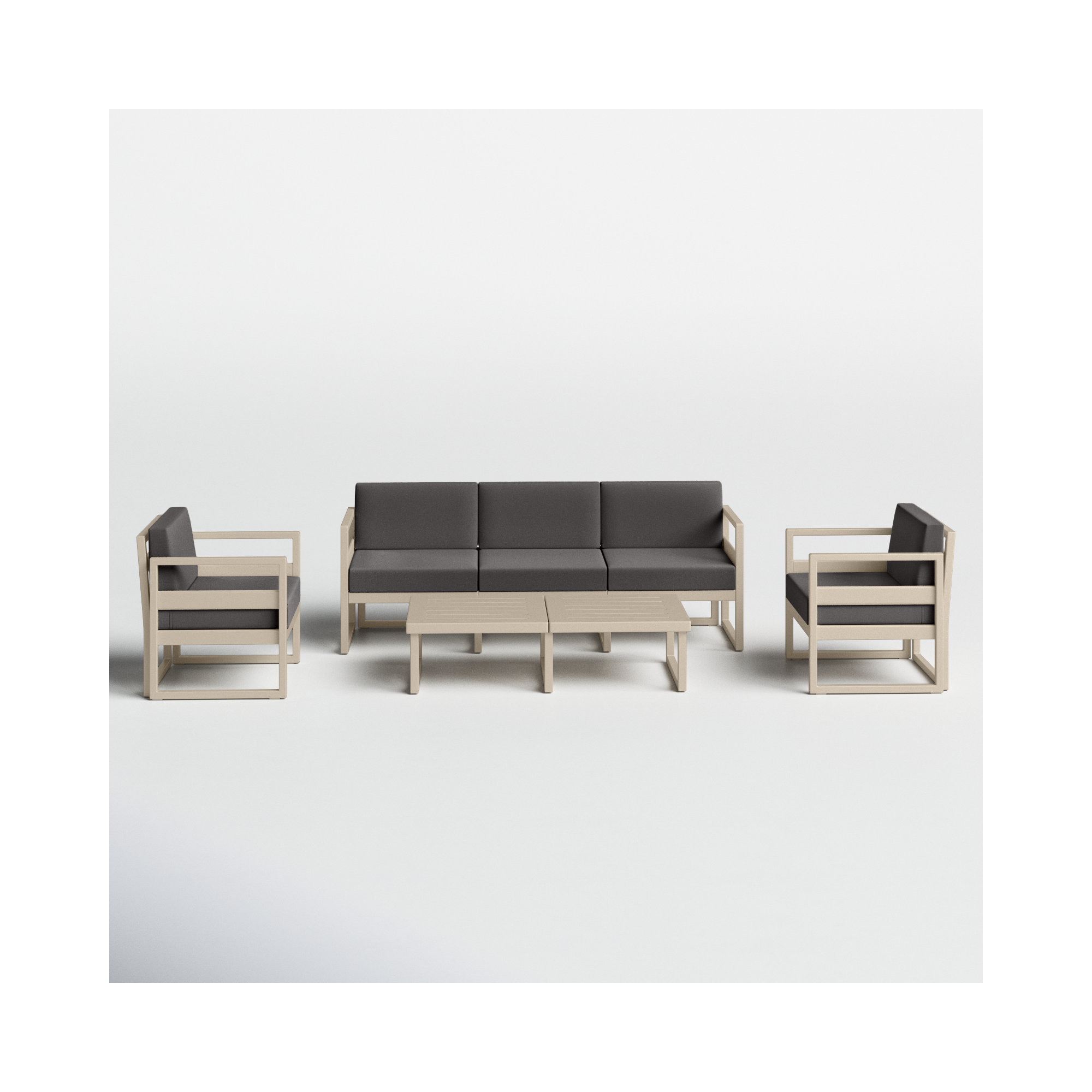 Lane 5 - Person Patio Conversation Set with Cushions, Taupe, Charcoal