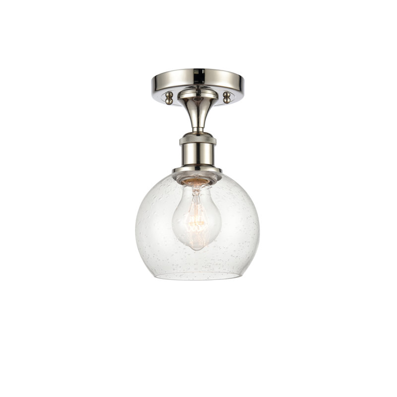 Plafonnier semi-encastré 1 lumière, Ampoule non incluse, H 9,88 po x l 6 po x P 6 po, Nickel poli