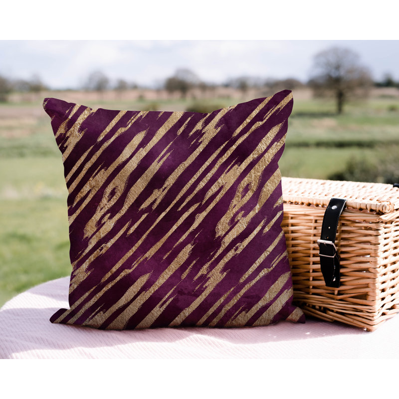 Coussin décoratif intérieur / extérieur Sana, L 17 po x H 17 po, Mauve / or