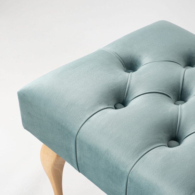 Upholstered Bench, H40 x W45 x D30cm, Mint, Natural