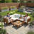 ARROWSTONE 4-Piece Outdoor Patio Sectional Set — Left & Right Bench, Corner Chair & Coffee Table, Weather-Resistant Wicker Conversation Set for Backyard, Garden, Deck, Poolside (Full Set)