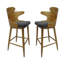 Ensemble de 2 tabourets de bar Mid-Century modernes, gris anthracite et naturel