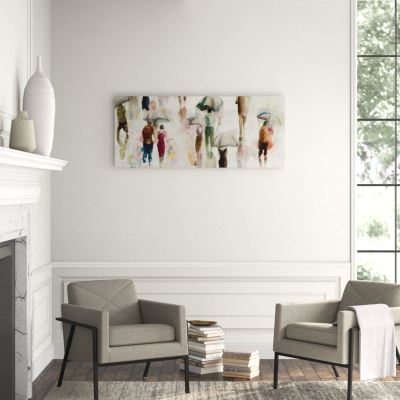 Umbrella Season I Painting by Eden Edwards, Knife Gel, 30" H x 71" W  x 1.5" D