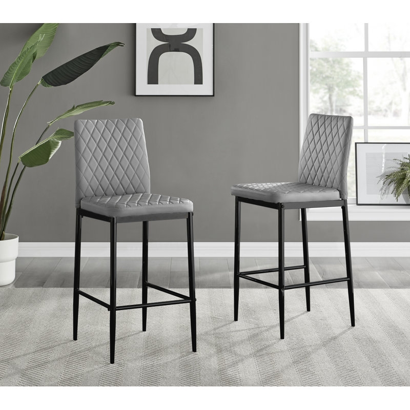 Tabouret de bar en similicuir, Noir, noir, noir, noir, Gris