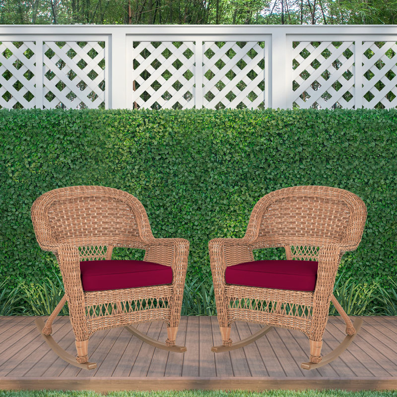 Chaise berçante en osier Raenesha, Miel, Rouge