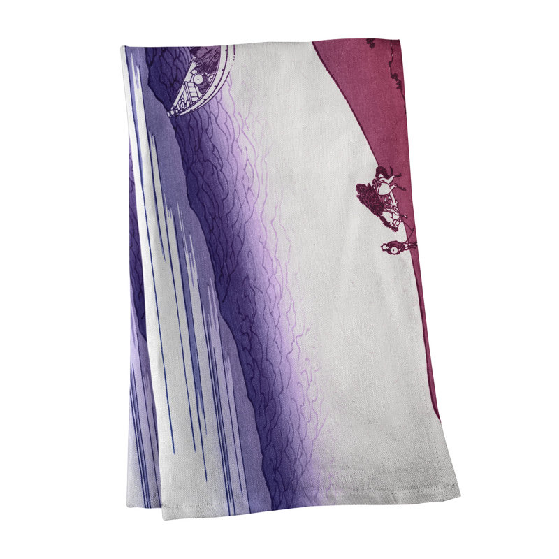 Torchon Tama River dans Musashi province, Polyester sergé, Bleu/rose