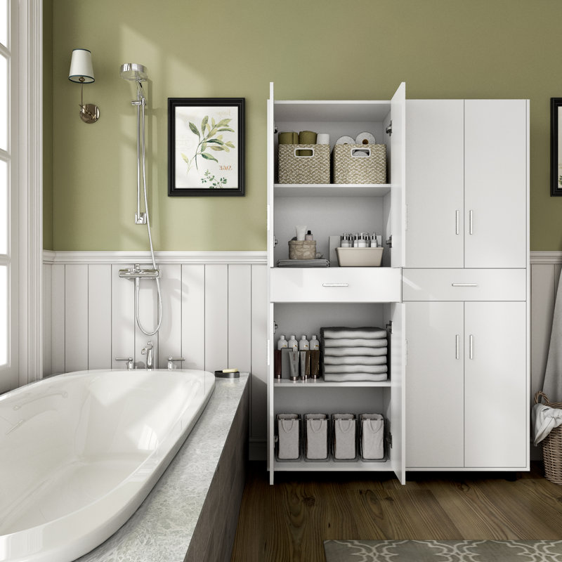 Aleg Garage Storage Cabinet With Doors And Drawer, White