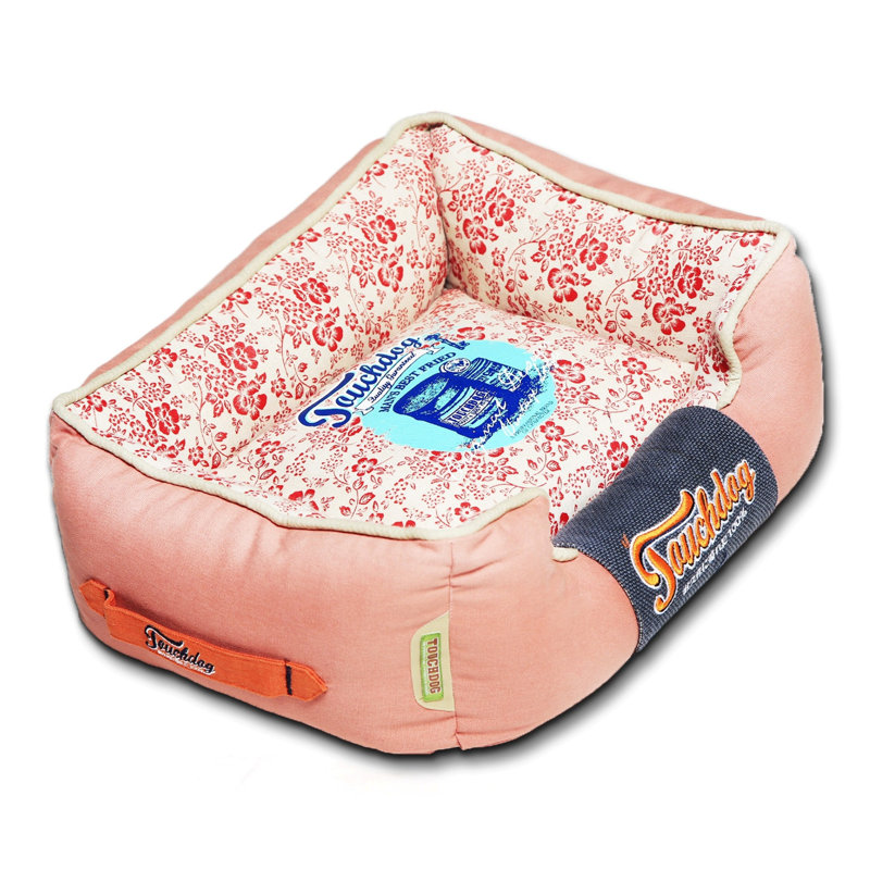 Lit pour chien rectangulaire très moelleux Touchdog, Moyen (l 21,7 po x P 17,7 po x H 9,1 po), Orange