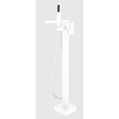 Robinet de robinet de baignoire en nickel brossé pour baignoire autoportante - Salle de bain au sol avec bec rotatif à 360 degrés, douche à main et baignoire nautique à poignée simple, bec