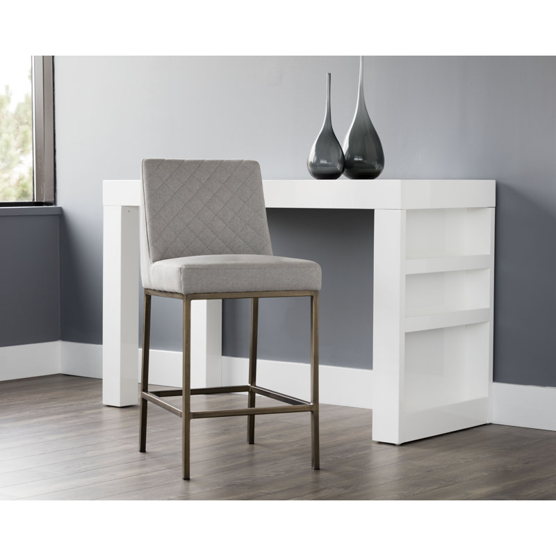 5West Upholstered Stool with Metal Frame, Dark Gray Performance Basketweave, Counter Stool (26" Seat Height)