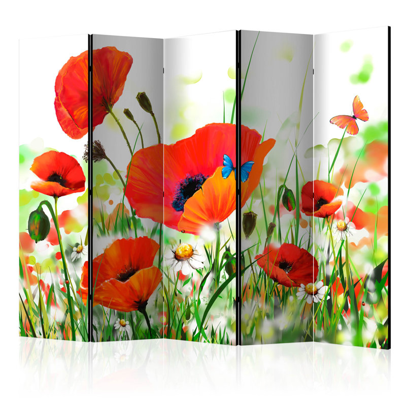 225cm W x 172cm H 5 - Panel Wood Folding Room Divider