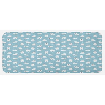 Cartoon Polar Bears Sitting Sleeping Moving With Snow Effect Animal Pattern Pale Blue White Kitchen Mat -  East Urban Home, F925697E1FB04E7BA4985CF046BFF272