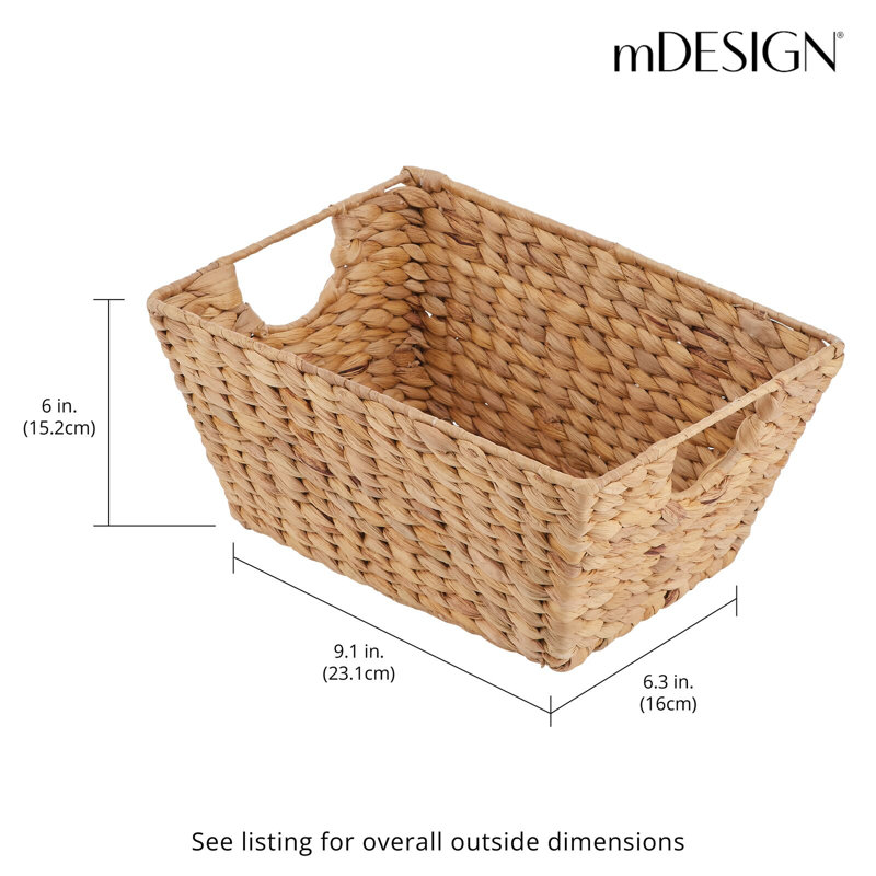 Natural Seagrass Rectangular Storage Basket Set with Handles, 4 Pack