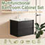 Meuble-lavabo de salle de bain avec lavabo, armoire de rangement murale en contreplaqué flottant avec 2 tiroirs, couleur grain de bois de chêne foncé (robinet non inclus)