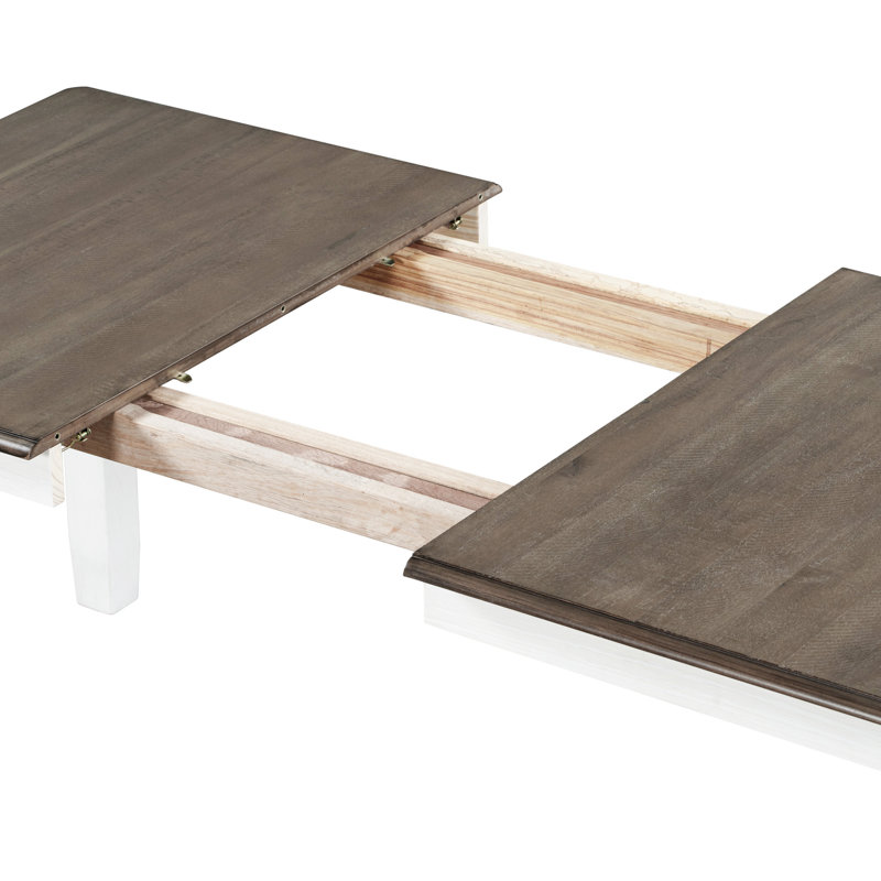 Ensemble de table de salle à manger 7 pièces avec table extensible Mancia et 6 chaises rembourrées, Gris, Beige