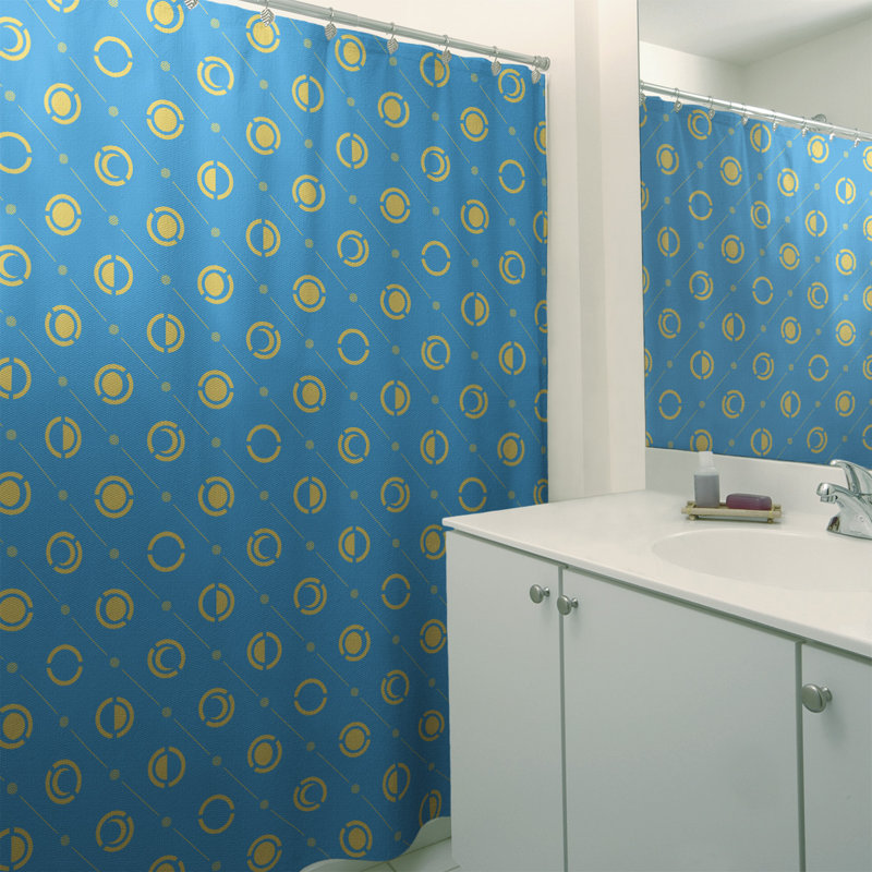 Rideau de douche à phases simples classic moon Noira Gothard, Bleu sarcelle/jaune