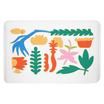 Chic Abstract Plant Design Bath Rug, 16 X 24