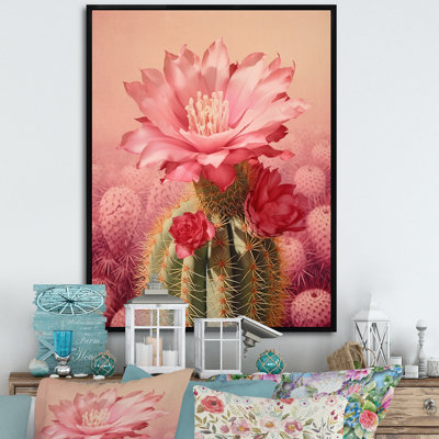 " Pink Green Cactus Minimal Collage "