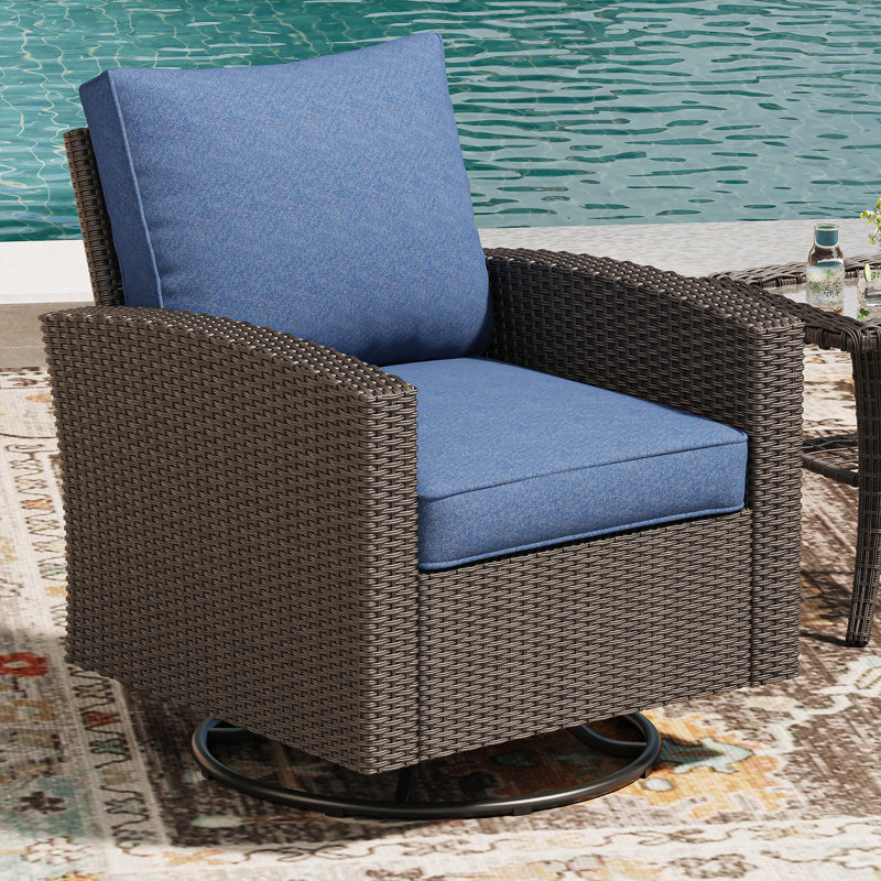 Chaise de patio pivotante avec coussins, Bleu ardoise