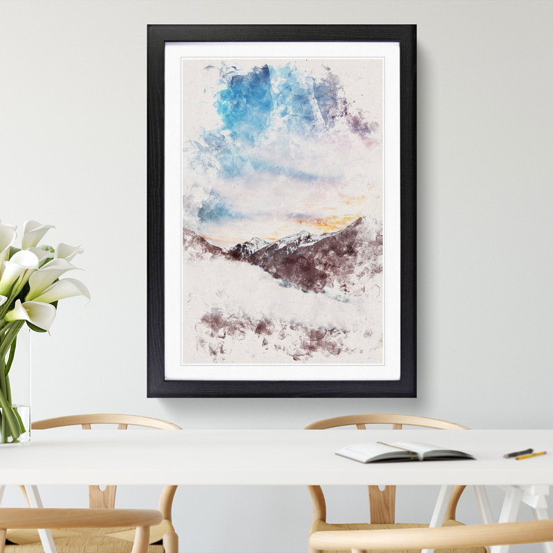 The Cloudy Mountains - Picture Frame Graphic Art, 45cm H x 33cm W x 2cm D, Black Framed