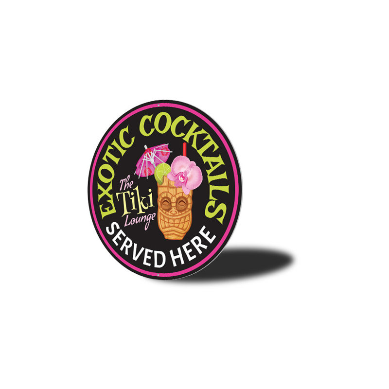 Plaque en aluminium exotique Cocktail Tiki, H 18 po x l 18 po x P 0,06 po
