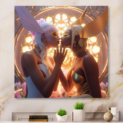 " Goddess Couple Divine Kissing I "