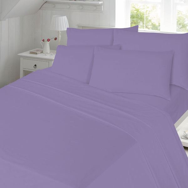 Plain Dyed 100% Brushed Cotton Flannelette Fitted Sheet, Single, Lilac
