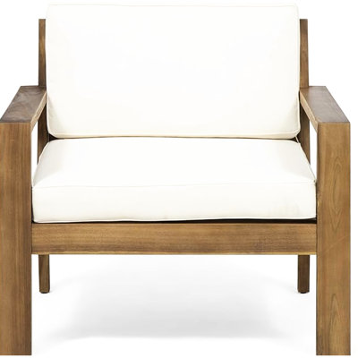 Club Chair Made Of Wood And Cream Upholstery Sophisticated-look In With Build