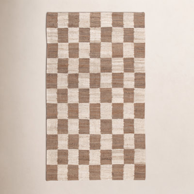 Madalene Natural Ivory Checkered Jute Rug