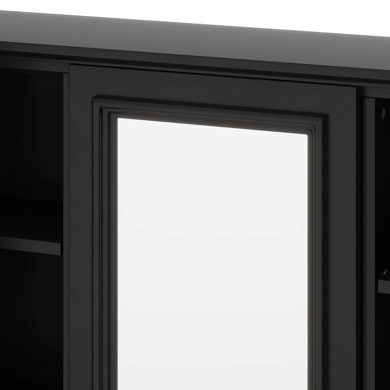 Armoire de rangement murale avec miroir et 3 portes, Noir