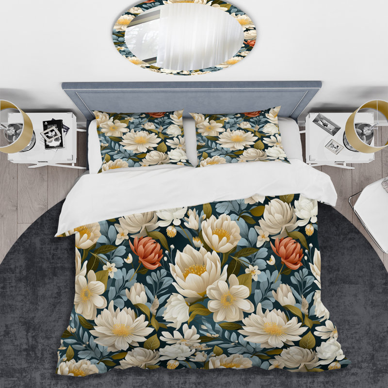 Ensemble de housse de couette à motif botanique Enchanted Gardens, Housse de couette pour grand lit et 2 taies décor